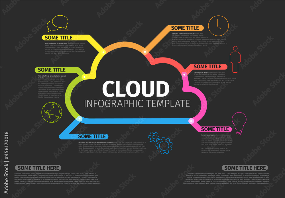 Dark Vector thick line cloud storage Infographic template Dark Vector thick line cloud storage Infographic template