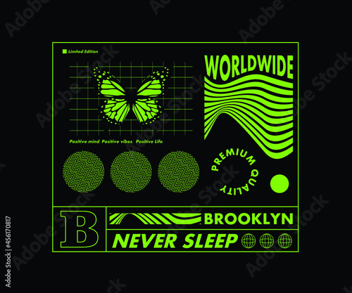 Butterfly Aesthetic green  t shirt design, vector graphic, typographic poster or tshirts street wear and Urban style