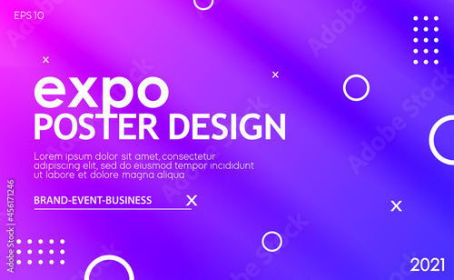 Abstract colorful expo poster design template for business media promotion and social media story. Vector