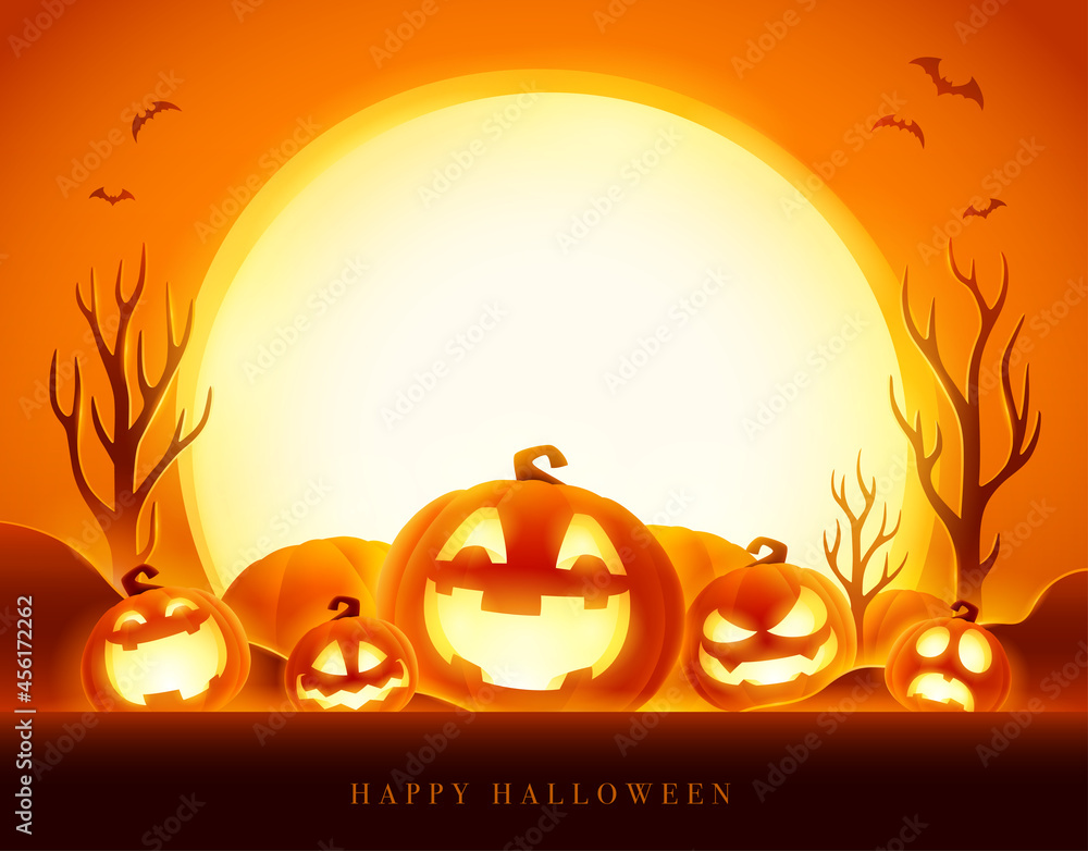 Halloween Celebration Fun Party Jack O Lantern Party Halloween Pumpkin Patch In The Moonlight Stock Vector Adobe Stock Halloween Celebration Fun Party Jack O Lantern Party Halloween Pumpkin Patch In The Moonlight Stock Vector Adobe Stock
