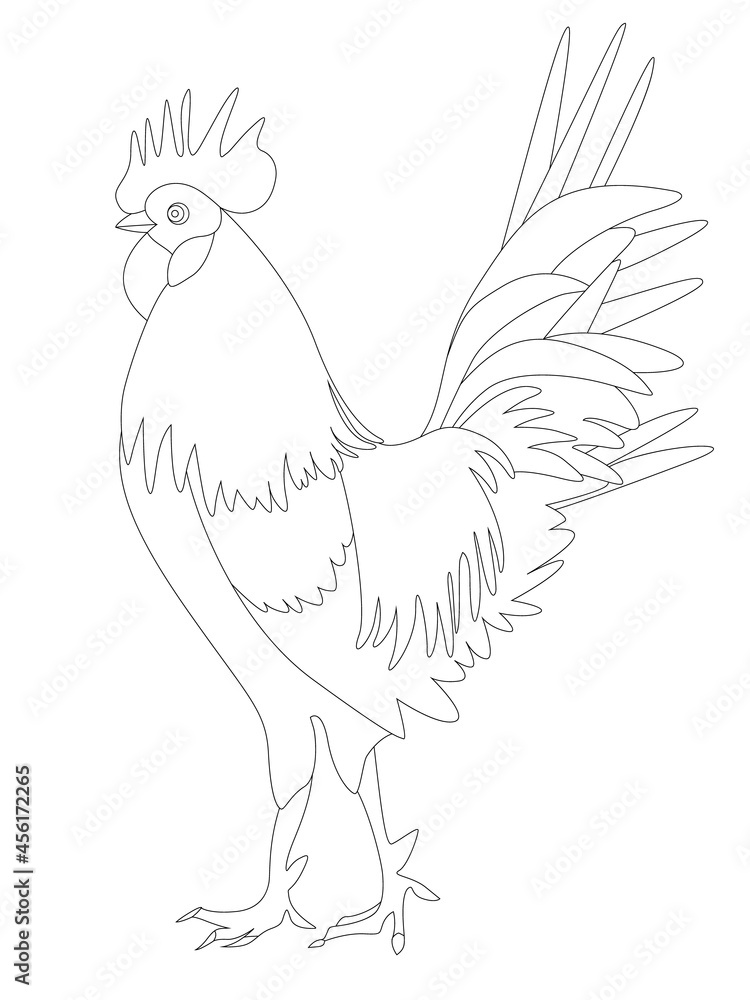 A coloring page with a picture of a rooster. A coloring page with a picture of a rooster.