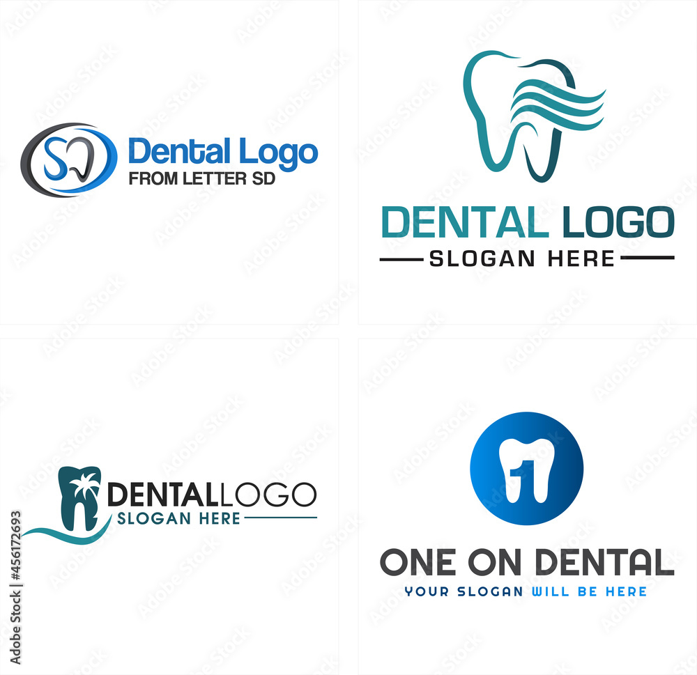 Dental health icon tooth tree palm logo design