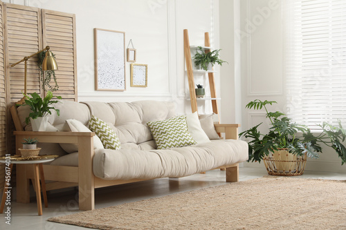 Comfortable sofa in stylish living room. Interior design