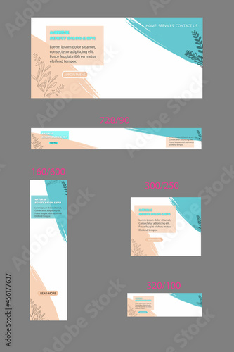 Vertical,rectangle, mobile leaderboard different size web banner for spa & beauty salon