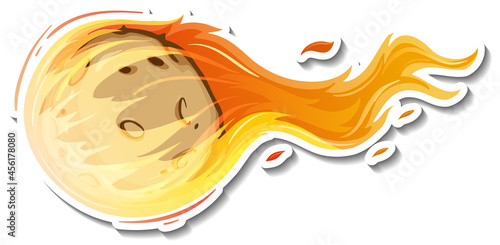Sticker template with meteorite flame isolated