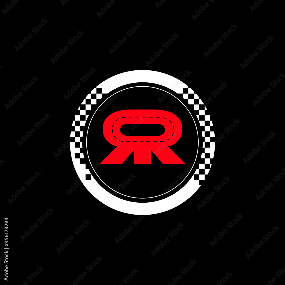 Letter R Racing Track RR Race Track Finish Logo Creative Modern Minimal Alphabet R Initial ...