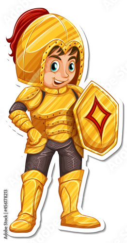 A knight in armor holding sword cartoon character sticker