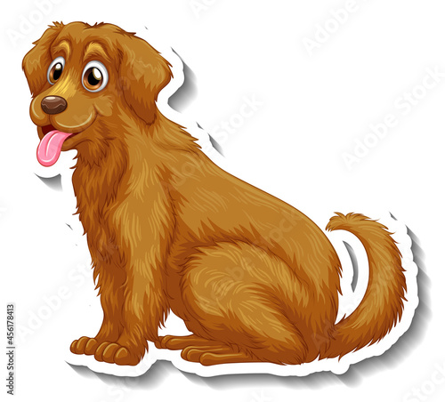 Sticker design with golden retriever dog isolated