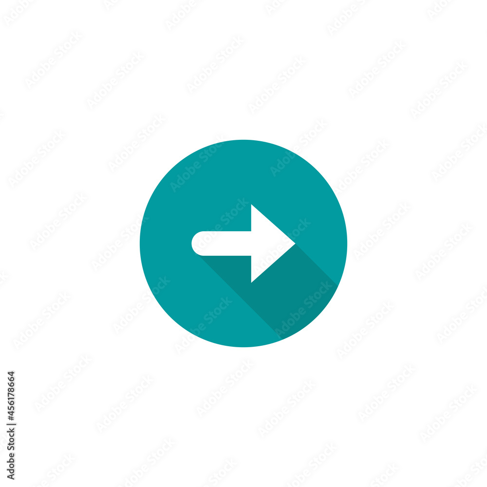 white right rounded arrow with shadow in blue circle icon. Isolated on white. white right rounded arrow with shadow in blue circle icon. Isolated on white.