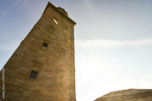 tower of castle, photo as a background , in a coruna north spain, galicia, spain, europe