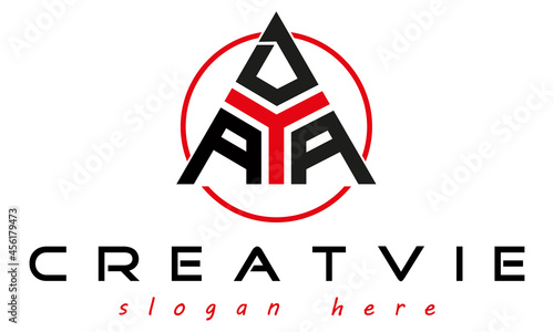 triangle badge with circle ADA letter  logo design vector, business logo, icon shape logo, stylish logo template