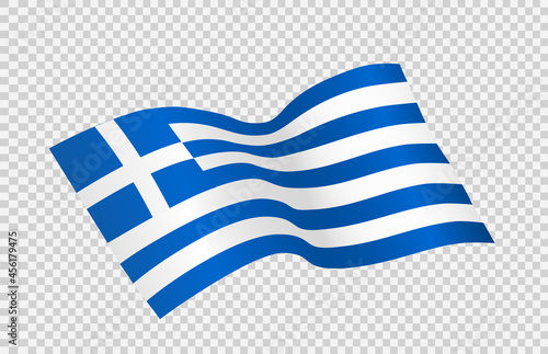 Waving flag of Greece isolated  on png or transparent  background,Symbol  Greece ,template for banner,card,advertising ,promote, vector illustration top gold medal sport winner country