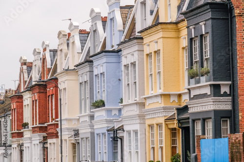 Row of colourful houses in Hammersmith & Fulham area of south west London- UK  photo