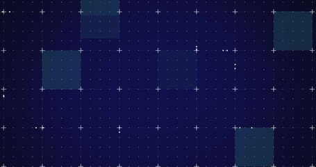 Image of white markers and blue flickering squares on grid background