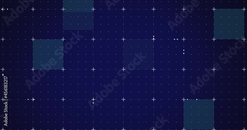 Image of white markers and blue flickering squares on grid background