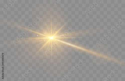 Lens flare vector illustration. Glowing spark light effect isolated on transparent background.