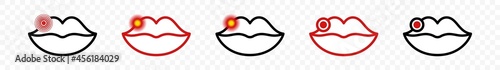 Herpes lips icon. Flat linear design for medicine or lipstick packaging. Vector illustration.