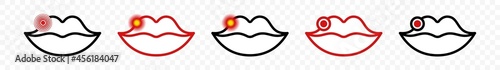 Herpes lips icon. Flat linear design for medicine or lipstick packaging. Vector illustration.