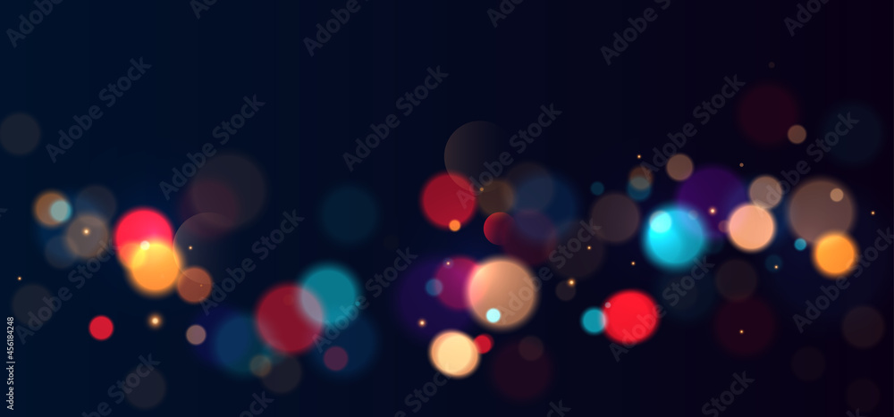 Colorful bokeh lights background. Blurred circle shapes. Vector illustration