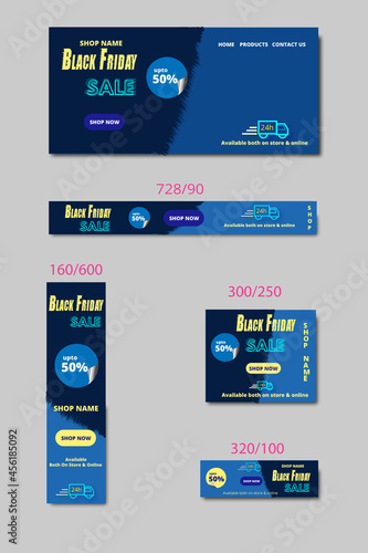 Web ad banner design on different size for black Friday sale promotion