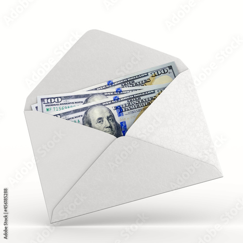 envelope with money on whit...