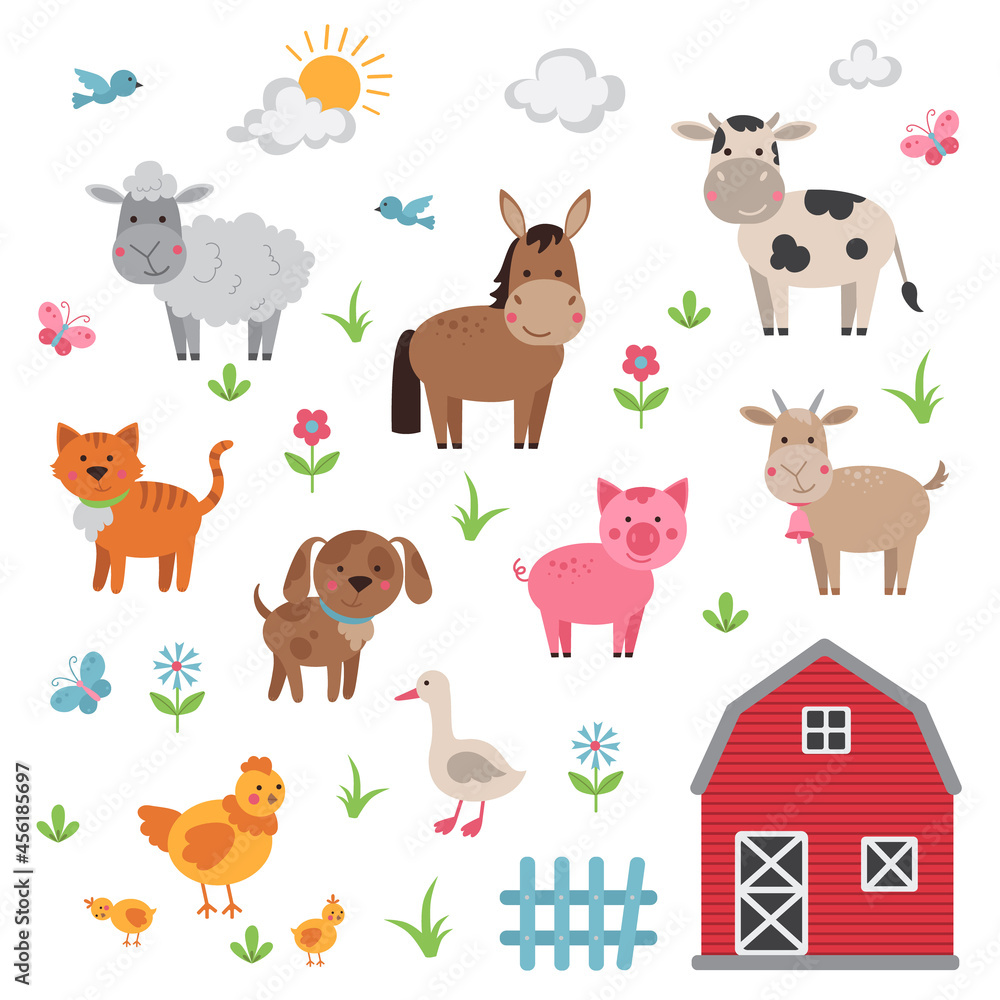 Farm animals cartoon set on white background. Farm animals cartoon set on white background.