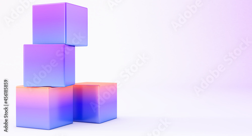 Abstract 3d render, modern geometric background design, 3d gradient cube isolated on white background.