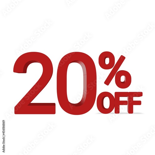 20 percentage discount off red 3d text over a white background