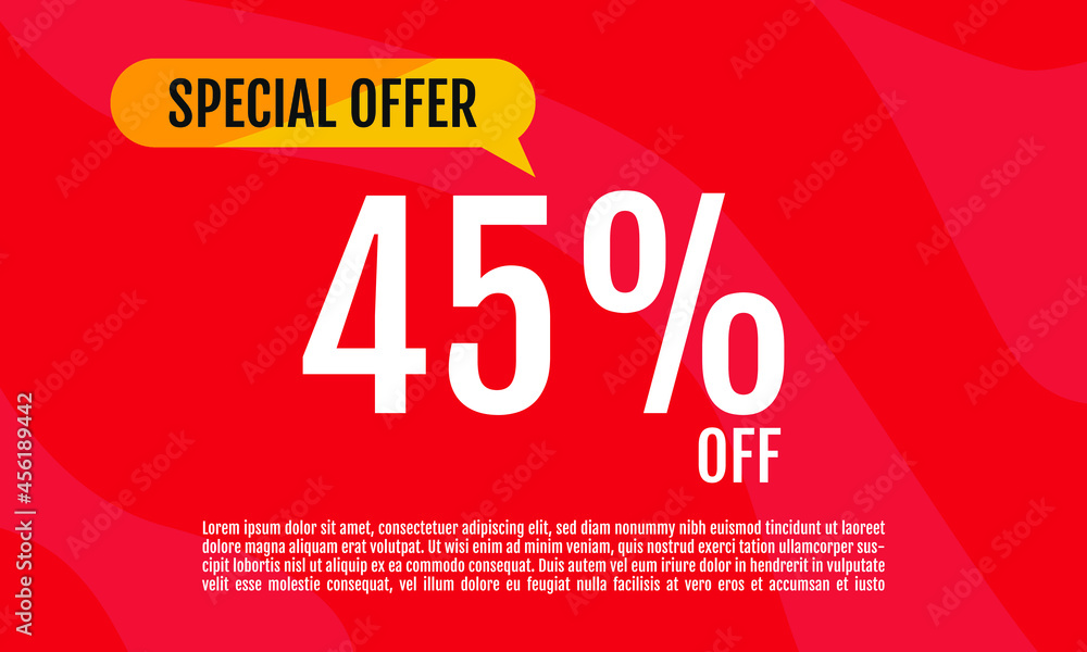 45 Percent Off, Discount Sign Banner or Poster. Special offer price signs 45 Percent Off, Discount Sign Banner or Poster. Special offer price signs