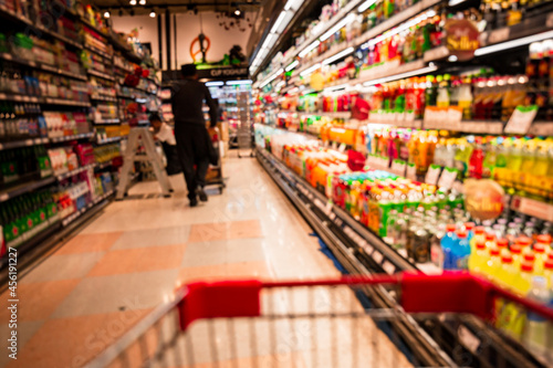 Wallpaper Mural Defocused blur put on the at alcohol drink products in supermarket Torontodigital.ca