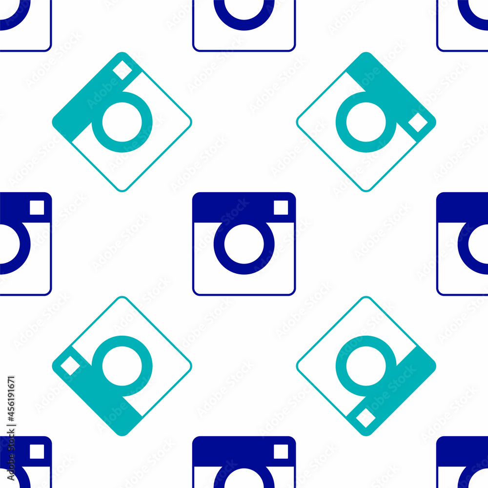Blue Photo camera icon isolated seamless pattern on white background. Foto camera. Digital photography. Vector Blue Photo camera icon isolated seamless pattern on white background. Foto camera. Digital photography. Vector