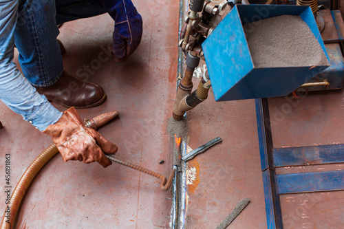 Welding hard surfacing of tank bottom plate stee photo