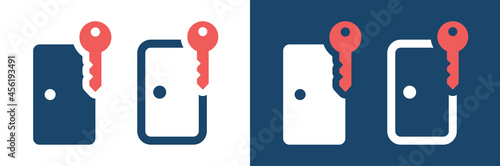 Door key icons set. Key symbol