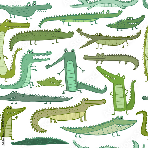 Crocodile Cute Characters. Childish Style. Seamless Pattern for your design