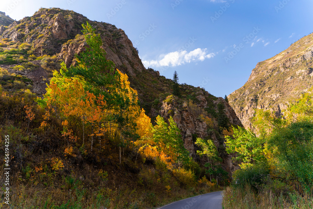 Beautiful autumn in the mountains near Almaty city, Kazakhstan