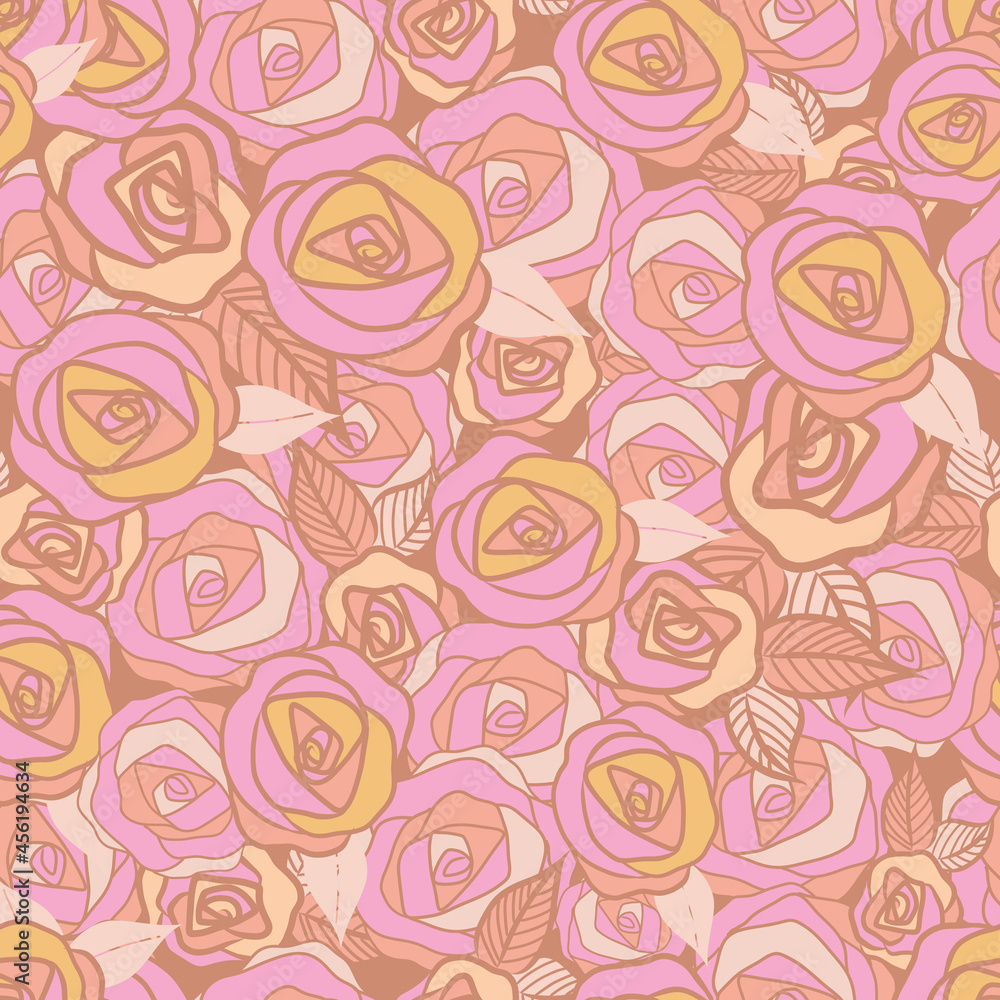 Vector seamless pattern background with pastel roses Vector seamless pattern background with pastel roses