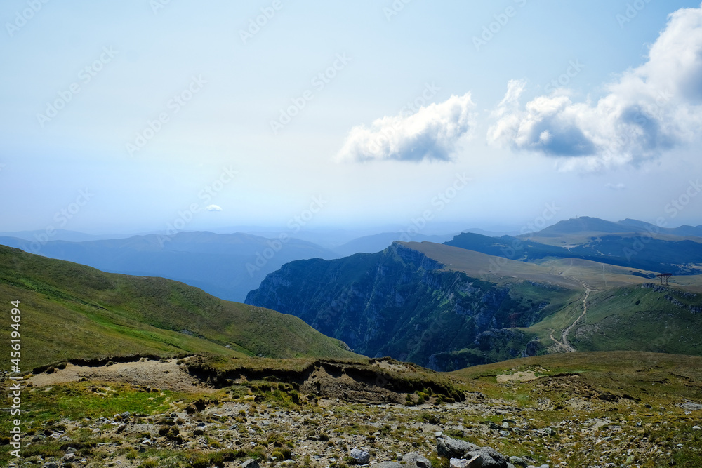 Beautiful nature landscape on the mountain trail to Caraiman Peak  in Bucegi mountains, Carpathians, Prahova, Romania
