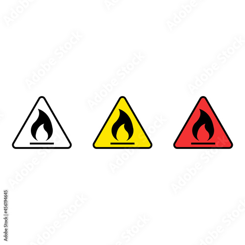 Warning sign of flammable product icon