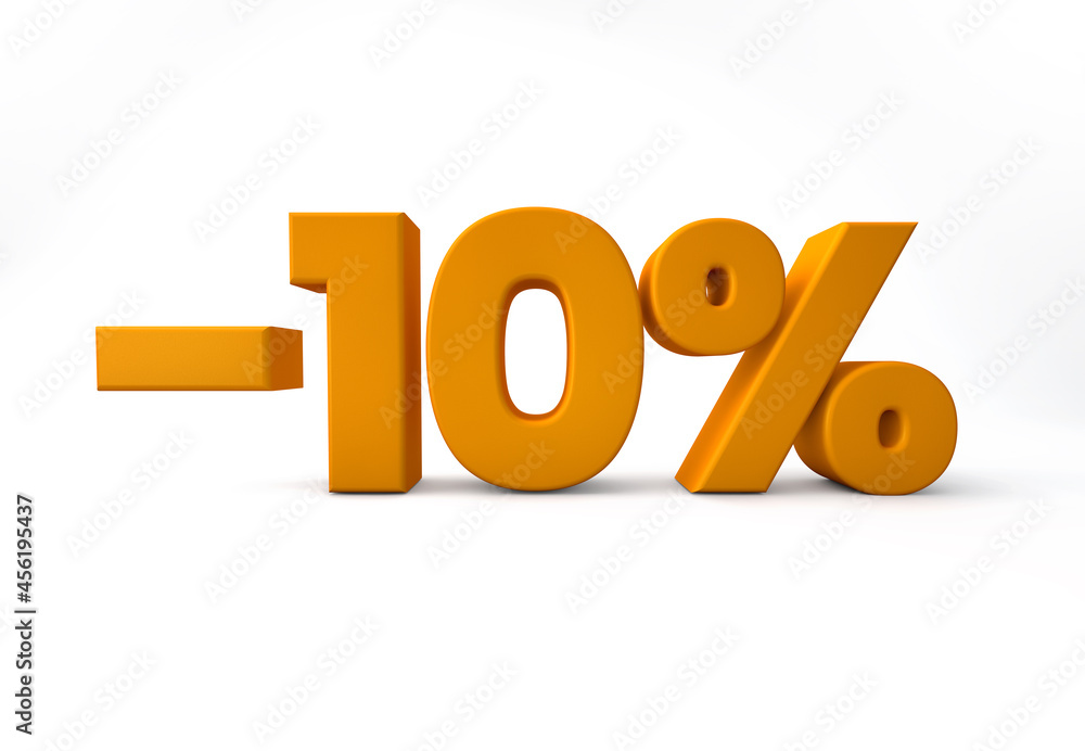 -10% 3d render 10 percent off isolated background -10% 3d render 10 percent off isolated background