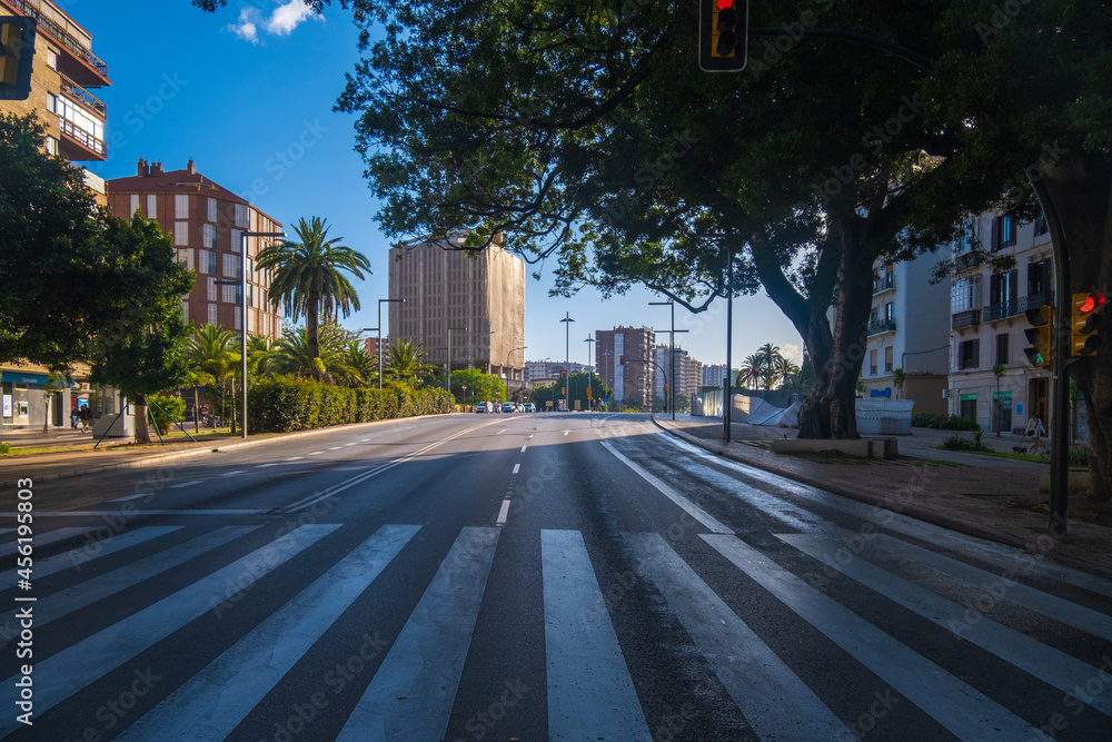 View of the main avenue in the center of Malaga