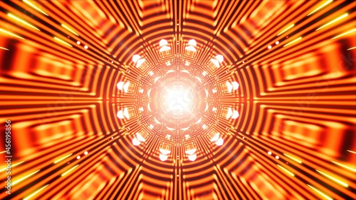 Shining Sun Shape Light in Red Line Pattern Cyber Tunnel