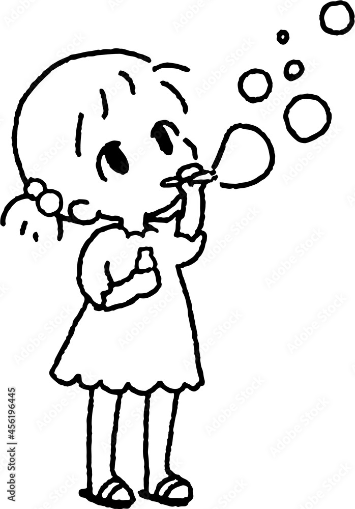 シャボン玉をして遊ぶ子供のイラスト シャボン玉をして遊ぶ子供のイラスト