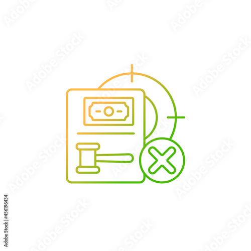 Wildlife protection gradient linear vector icon. Act punishment or no license hunting fee. Penalty if violated. Thin line color symbol. Modern style pictogram. Vector isolated outline drawing