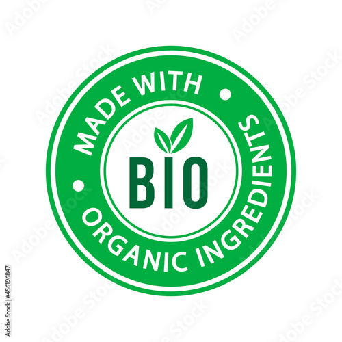 Bio organic ingredients vector label