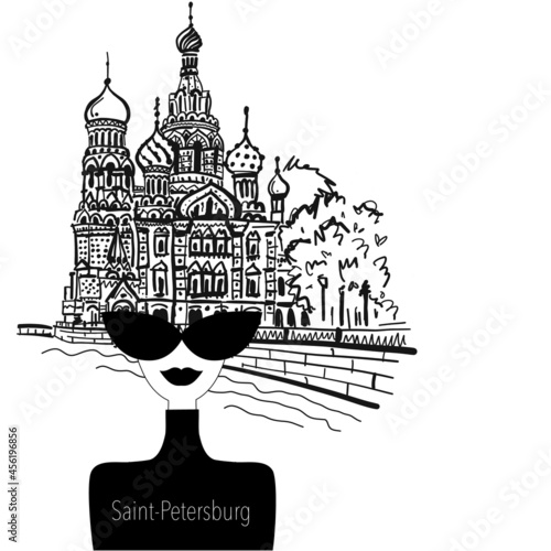 Saint Petersburg, Russia. Concept Art. Woman Portrait. Sketch for your design