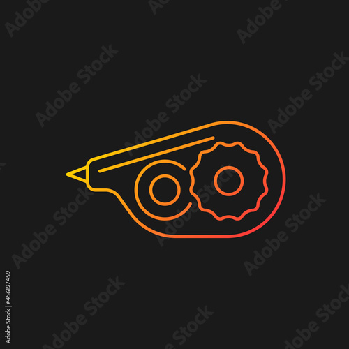 Correction tape gradient vector icon for dark theme. Tool for handwritten documents. Correct mistakes with white liquid. Thin line color symbol. Modern style pictogram. Vector isolated outline drawing