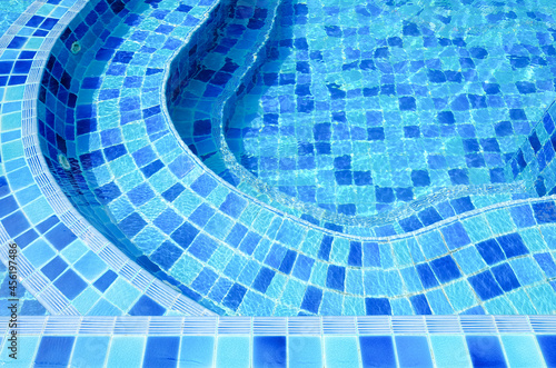 Blue water in swimming pool