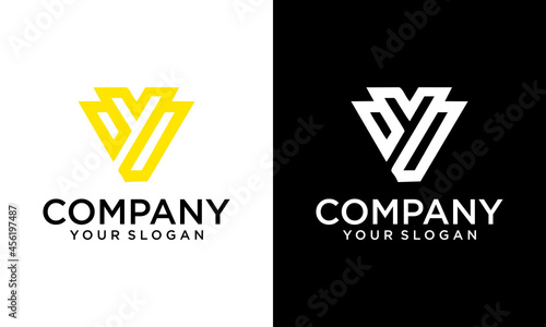 letter vy logo design vector, YV VY Letter Minimal Monogram