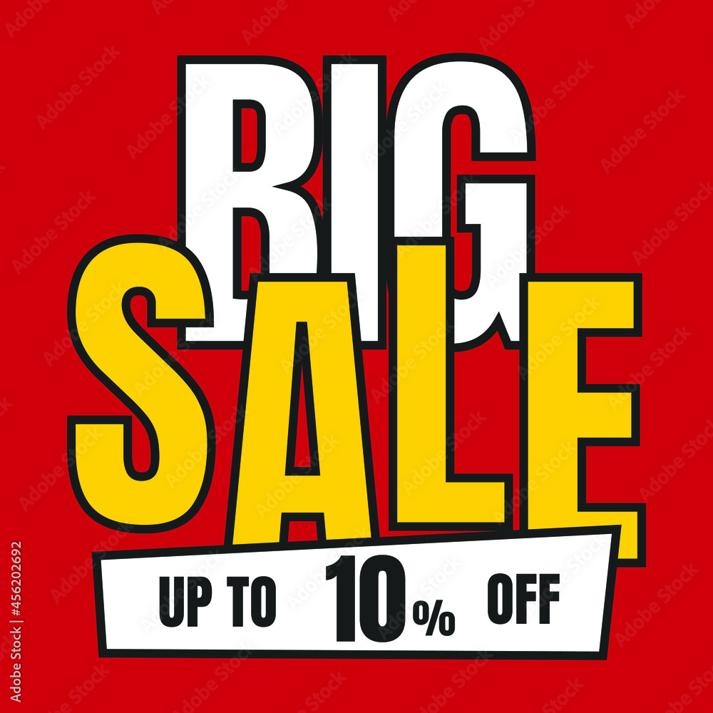 10 Percent Off, Discount Sign Banner or Poster. Special offer price signs