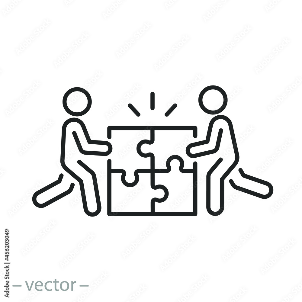 enterprise communication icon, teamwork mutual with support, puzzle and business team, partnership assistance, corporate building people group, thin line symbol - editable stroke vector illustration enterprise communication icon, teamwork mutual with support, puzzle and business team, partnership assistance, corporate building people group, thin line symbol - editable stroke vector illustration